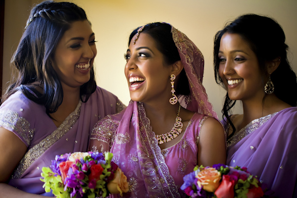 happy bride with bridesmaids - wedding photo by top Orange County, California wedding photographers D. Park Photography